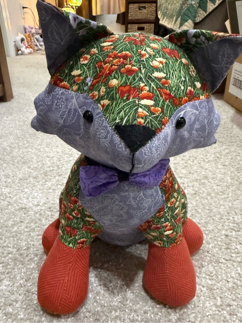 Handmade poppy field fox